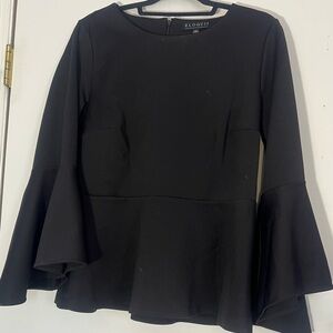 Eloquii Elegant Black Bell Sleeve Blouse